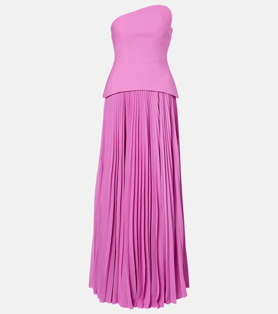Britt pleated strapless gown