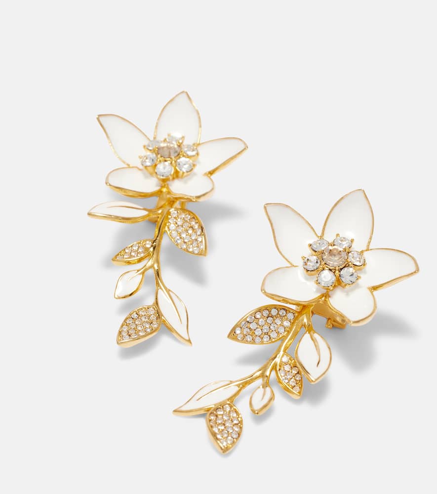 Oscar de la Renta Jasmine Vine embellished enamel earrings