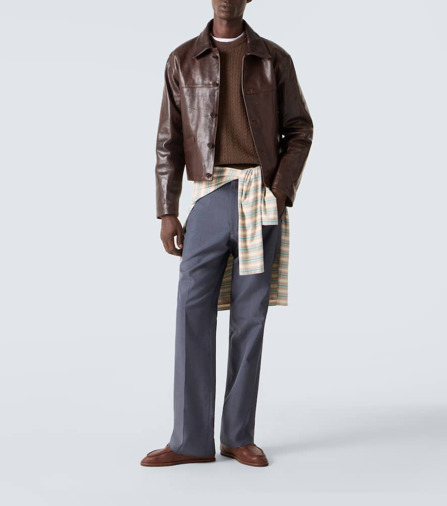 Auralee Cable-knit Crew-neck Sweater In Brown