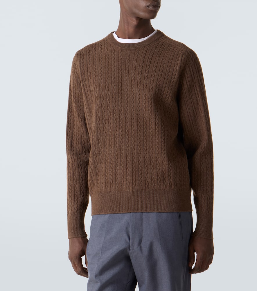 Auralee Cable-knit Crew-neck Sweater In Brown