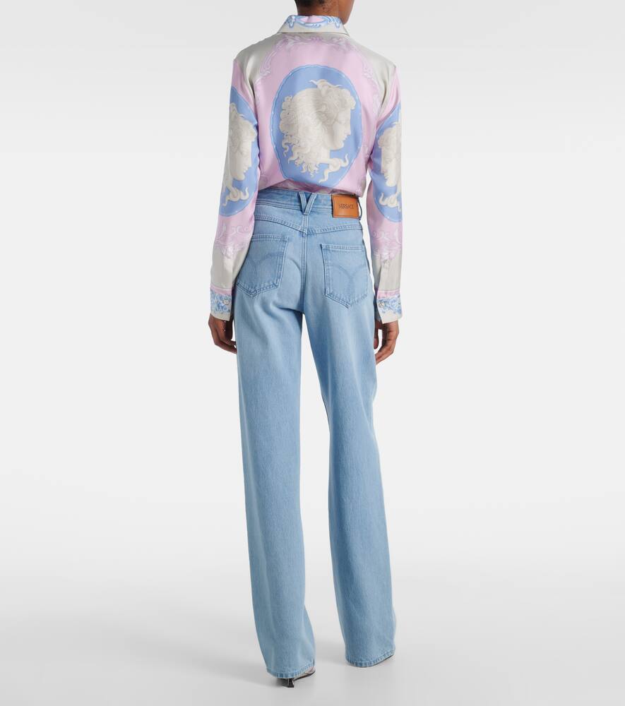 Versace High-rise Wide-leg Jeans In Blue