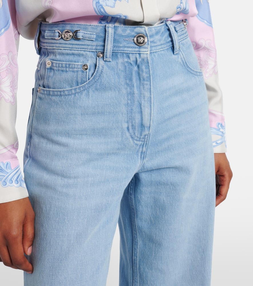 Versace High-rise Wide-leg Jeans In Blue