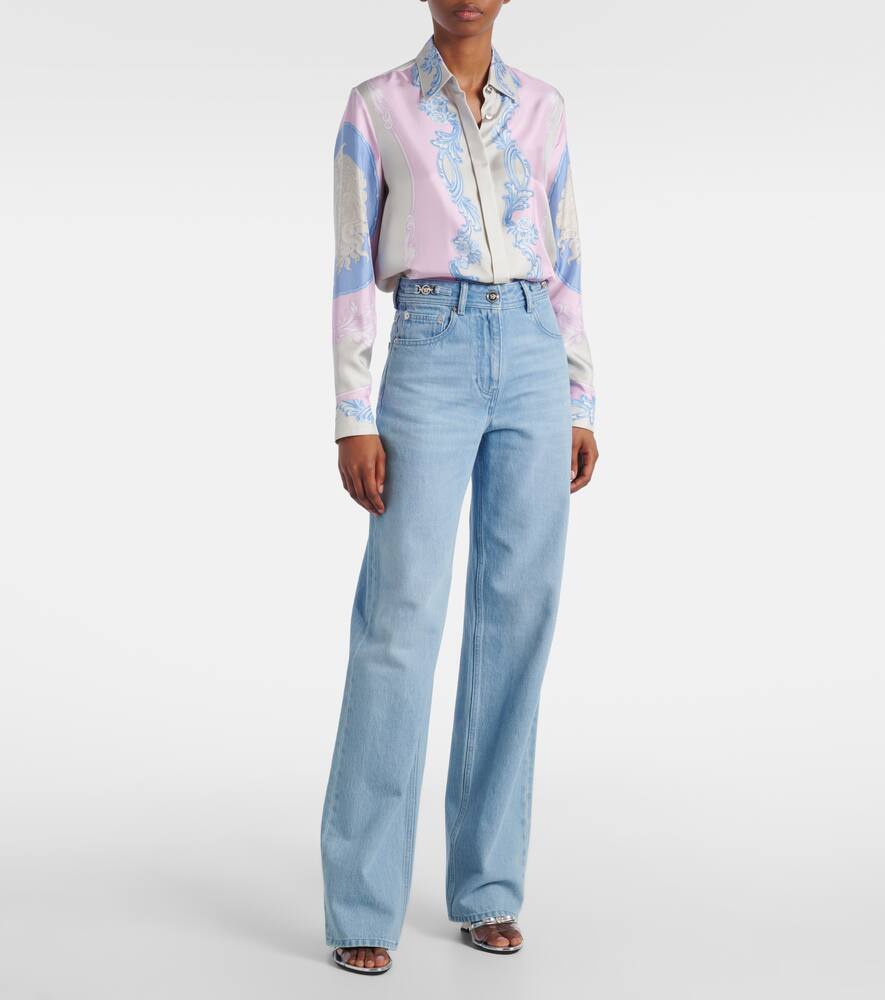 Versace High-rise Wide-leg Jeans In Blue