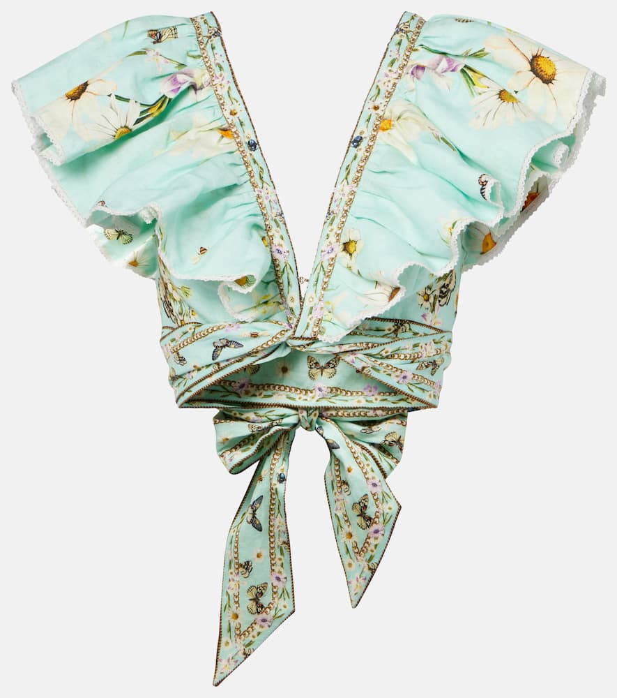 Floral linen crop top