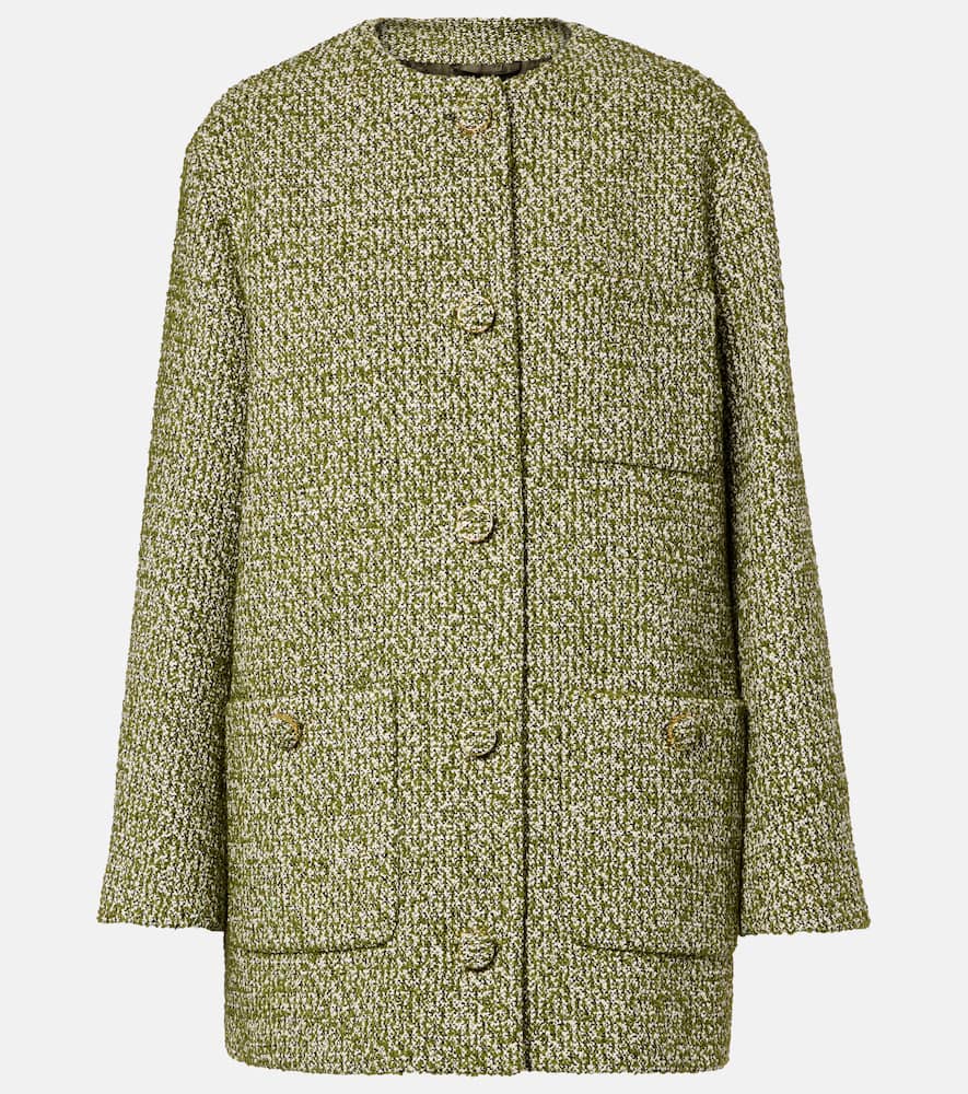 Gucci Cotton And Wool-blend Bouclé Coat In Green