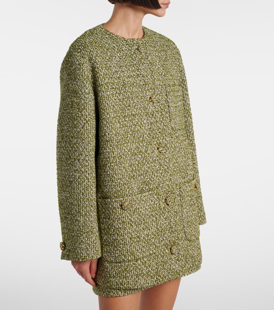 Gucci Cotton And Wool-blend Bouclé Coat In Green
