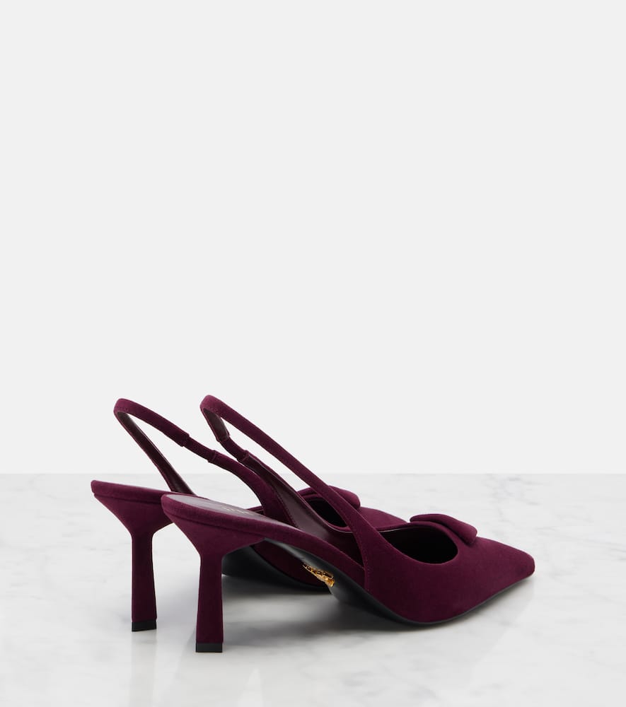 Prada 75 Suede Slingback Pumps In Burgundy
