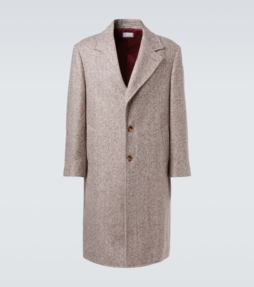 BRUNELLO CUCINELLI Brunello Cucinelli Herringbone wool and alpaca-blend overcoat　Brunello Cucinelli ヘリンボーン ウールとアルパカブレンド オーバーコート