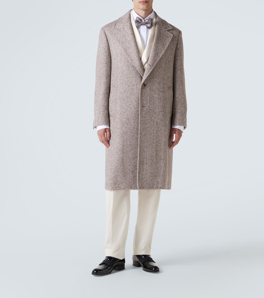  Brunello Cucinelli Brunello Cucinelli Herringbone Wool And Alpaca-blend Overcoat 