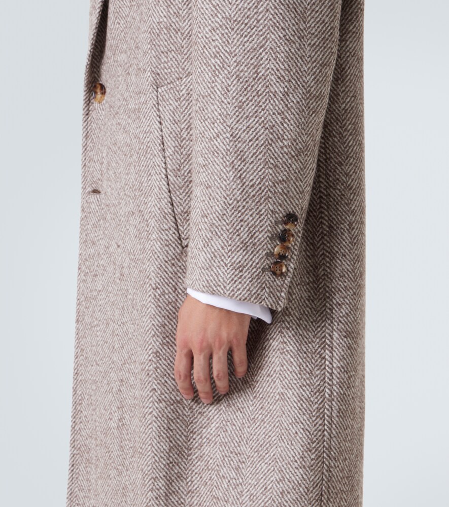  Brunello Cucinelli Brunello Cucinelli Herringbone Wool And Alpaca-blend Overcoat 