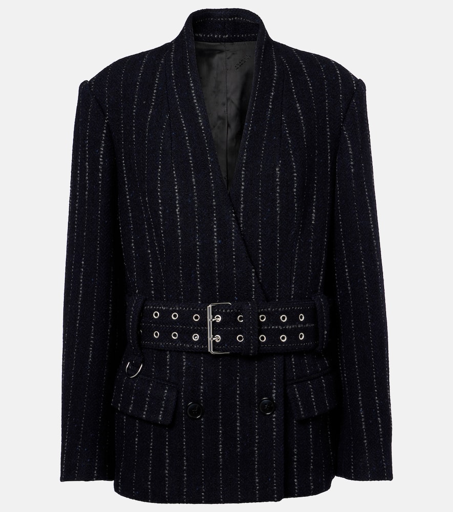 Isabel Marant Fyma Chalk Stripe Virgin Wool Blazer In Black