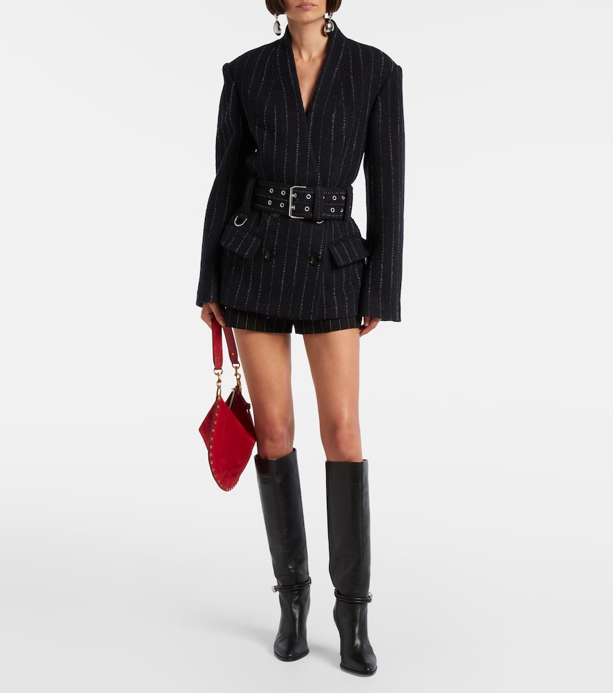 Isabel Marant Fyma Chalk Stripe Virgin Wool Blazer In Black