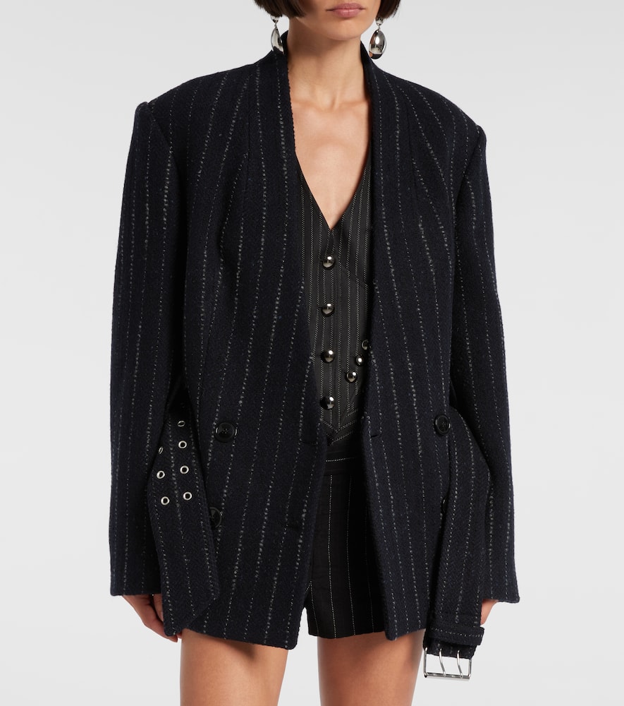 Isabel Marant Fyma Chalk Stripe Virgin Wool Blazer In Black