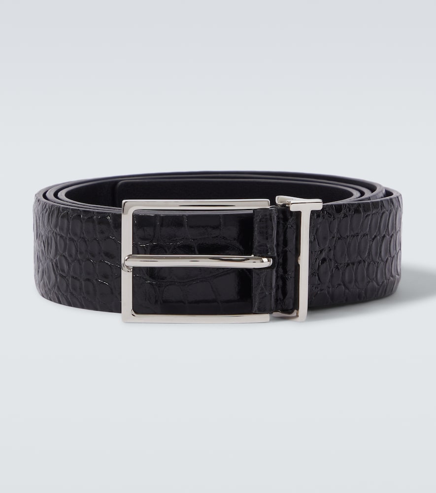 Tom Ford Herren Schwarz Guertel T Loop Aus Leder