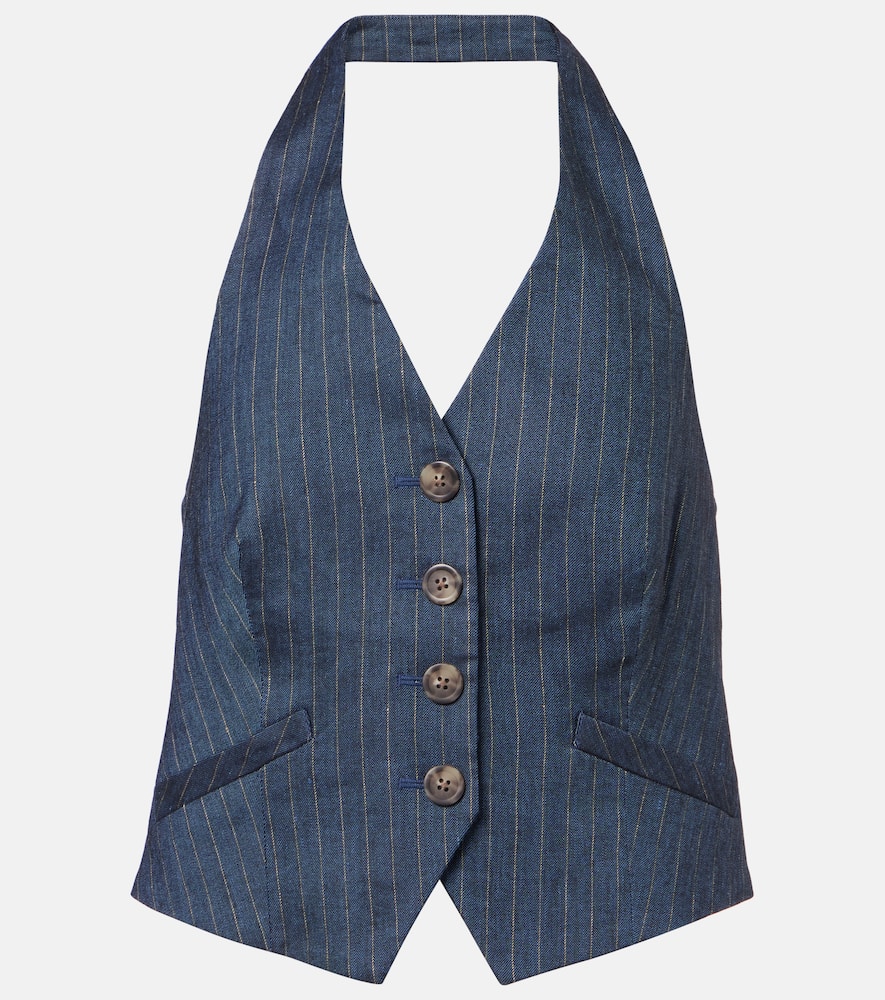 Arabella pinstripe linen-blend vest