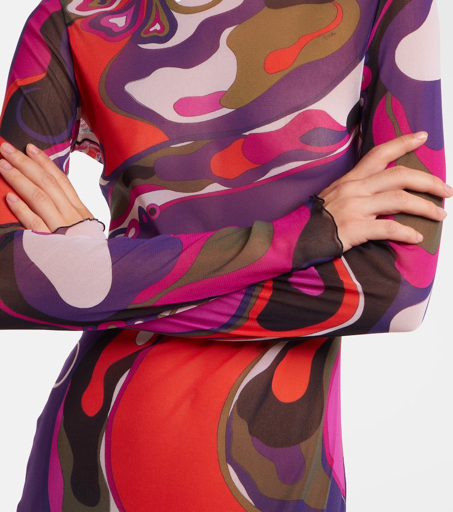 Pucci Orchidee Mesh Maxi Dress In Multi
