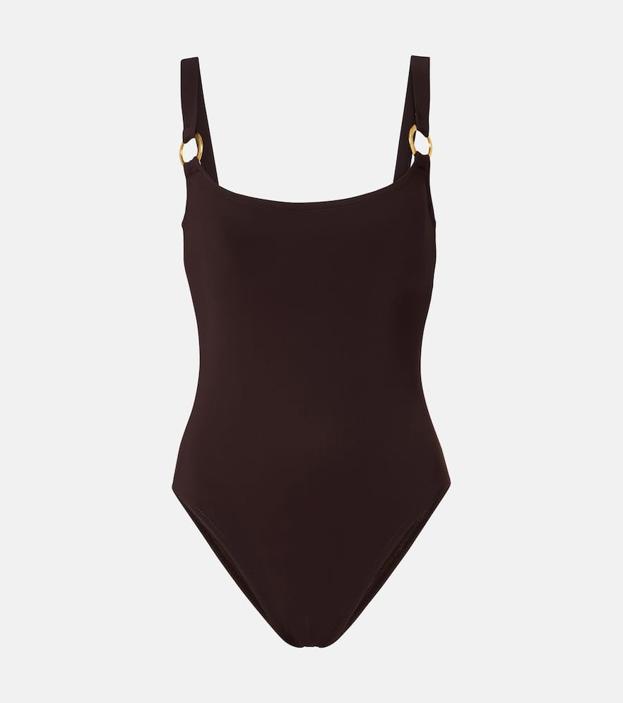 Karla Colletto Luca Ring-detail Swimsuit In Brown