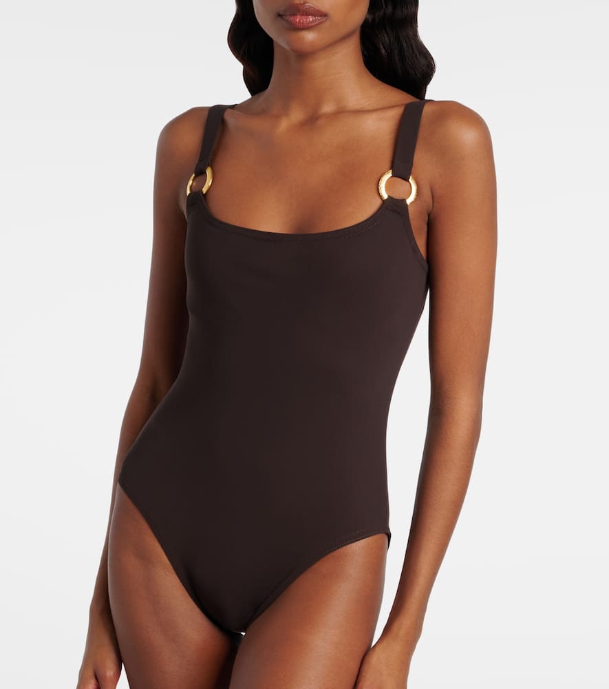 Karla Colletto Luca Ring-detail Swimsuit In Brown