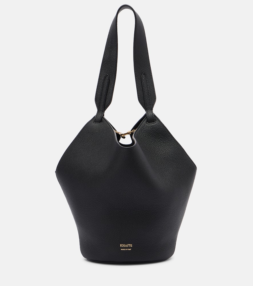 Khaite Lotus Mini Leather Tote Bag In Black