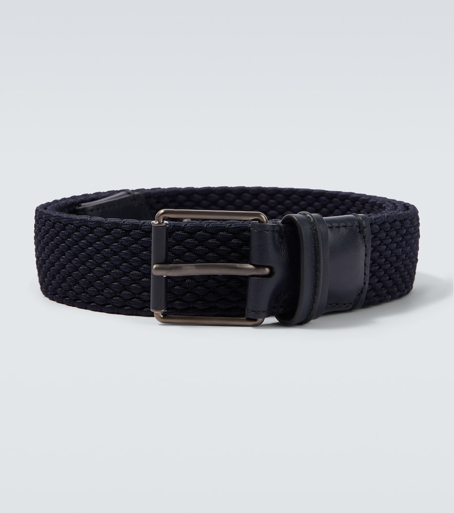 Zegna Braided leather-trimmed belt