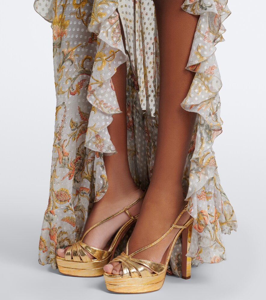 Aimée 130 Metallic Leather Platform Sandals