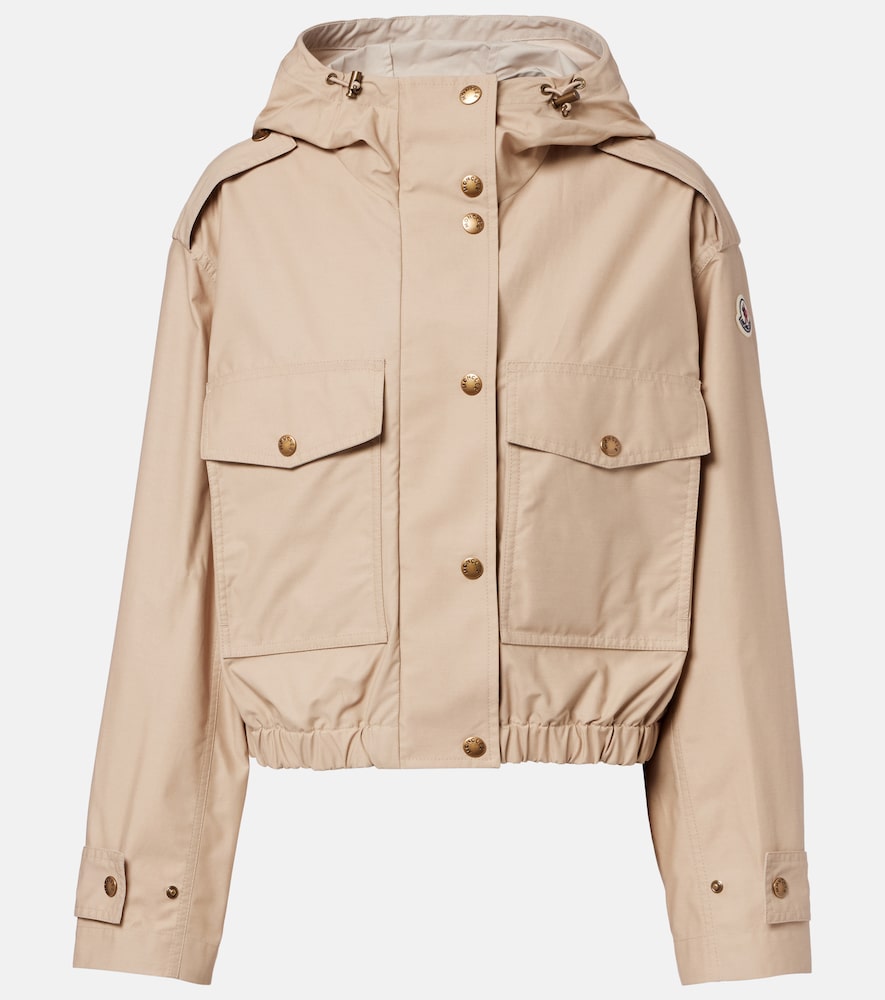 Moncler Women's Beige Carex Cropped Hooded Cotton-Blend Poplin Jacket UK Size 14 - Mytheresa