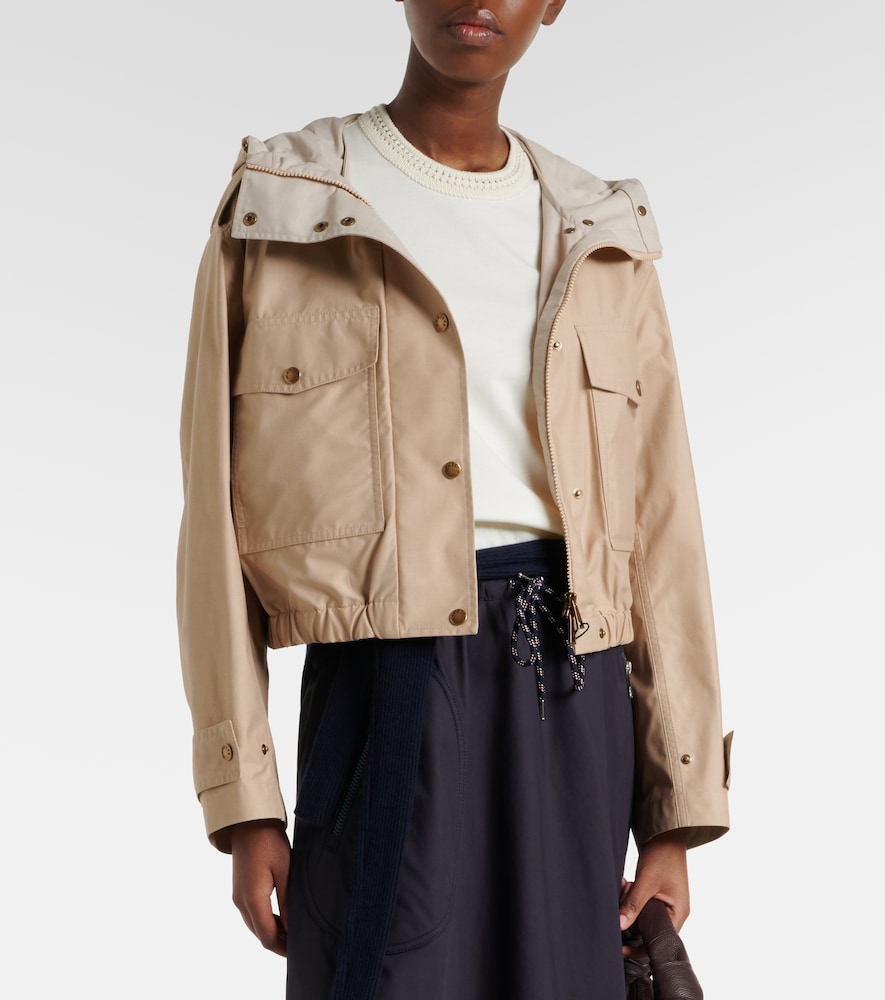 Moncler Carex cropped hooded cotton-blend poplin jacket