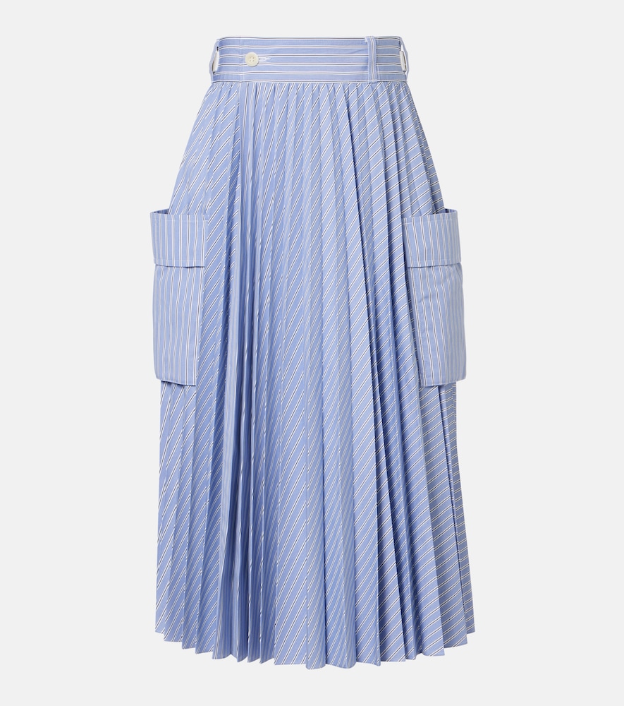 Sacai Striped cotton-blend midi skirt
