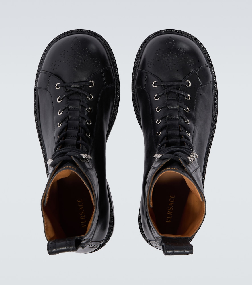  Versace Versace Billy Perforated Leather Combat Boots 