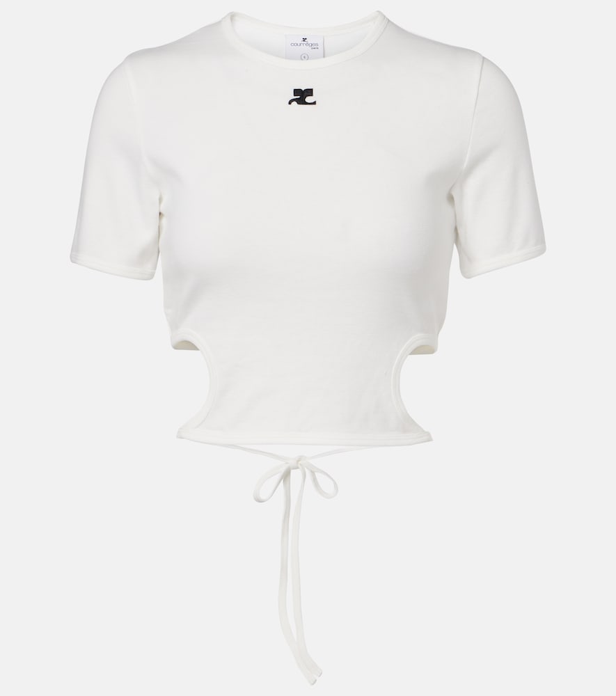 Courreges Courrèges Logo cutout tie-back cotton crop top