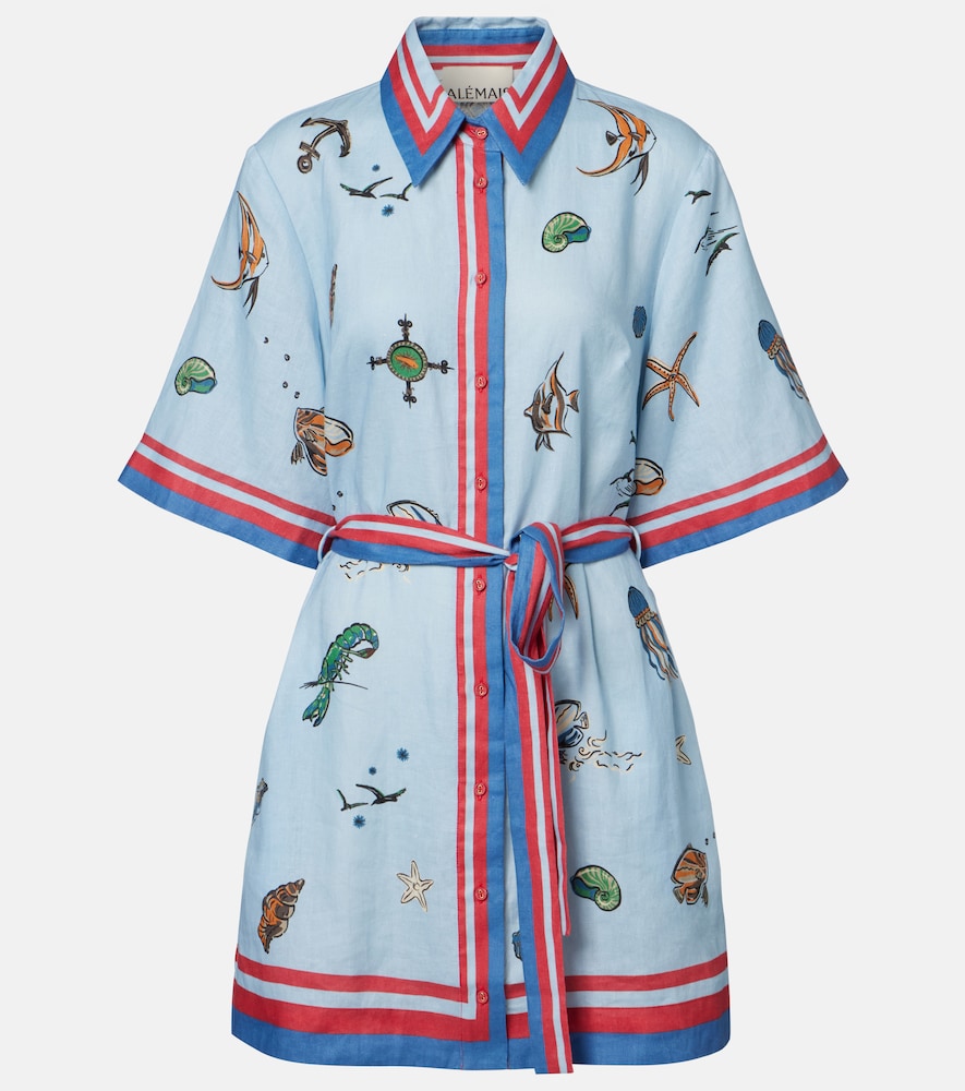 Alemais Alémais Printed belted linen shirt dress