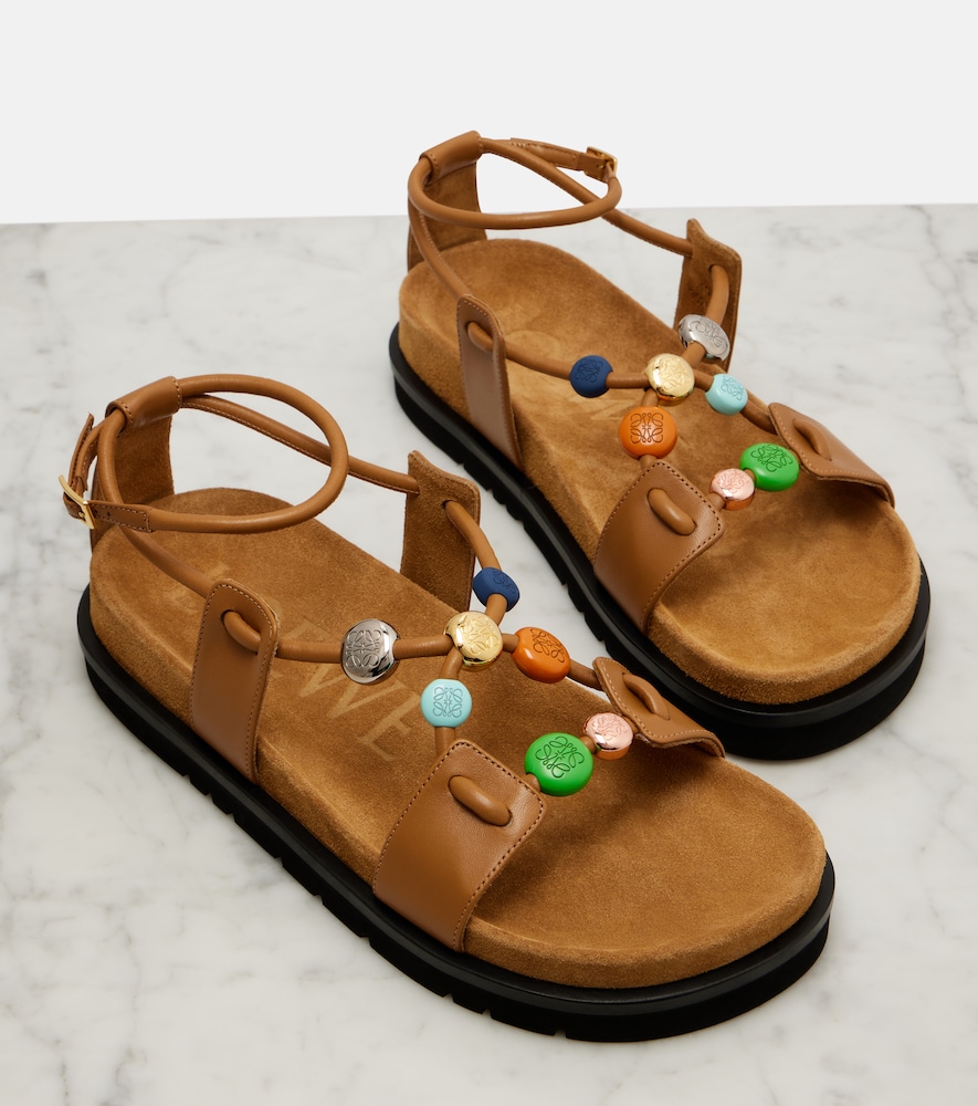  Loewe Loewe Paula's Ibiza Pebble Beads Leather Sandals 
