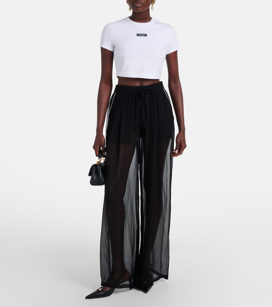 Dolce&Gabbana Logo Cropped Cotton-Blend Jersey T-Shirt