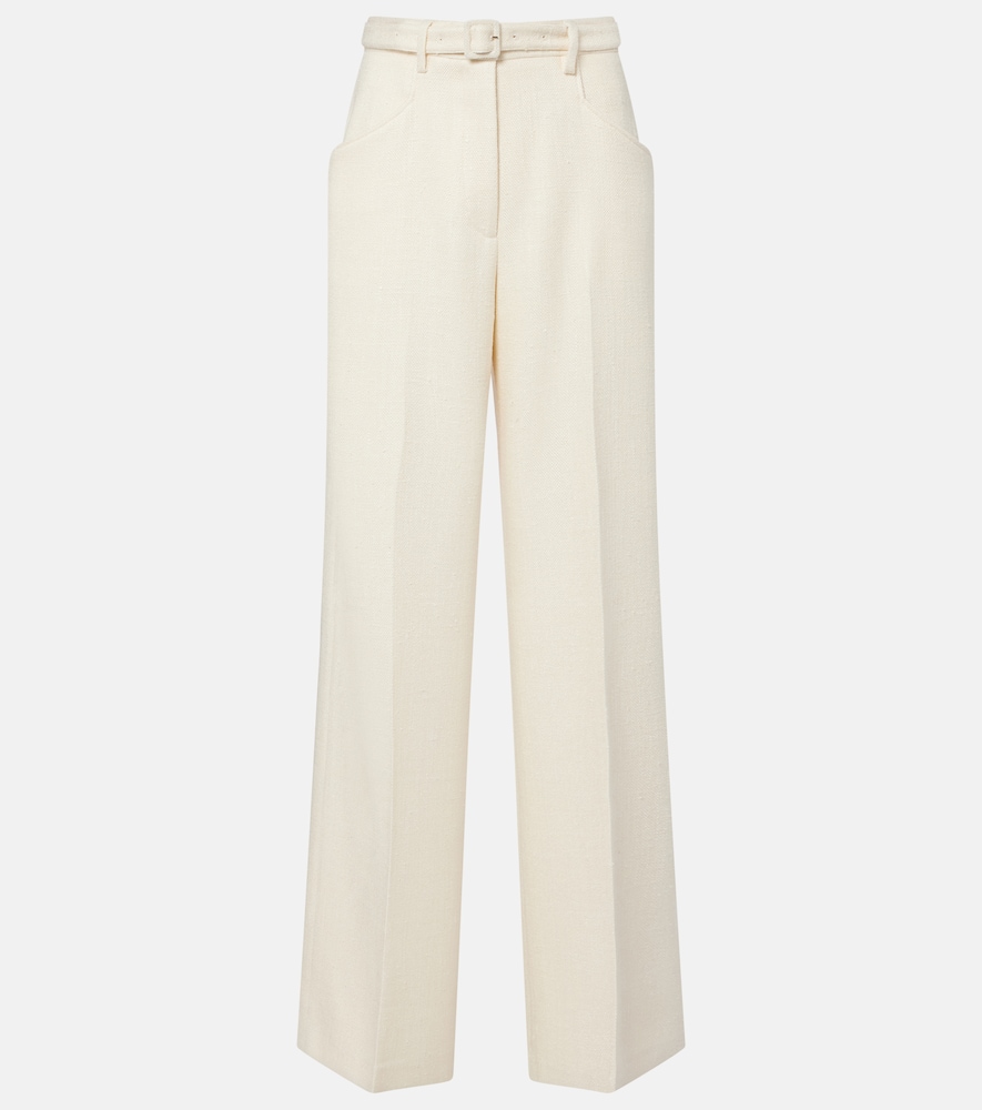 Gabriela Hearst Norman belted silk and wool wide-leg pants