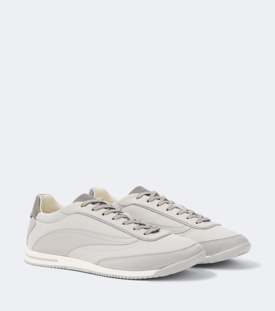 Brunello Cucinelli Men's Grey Leather-Trimmed Sneakers UK Size 10.5 - Mytheresa