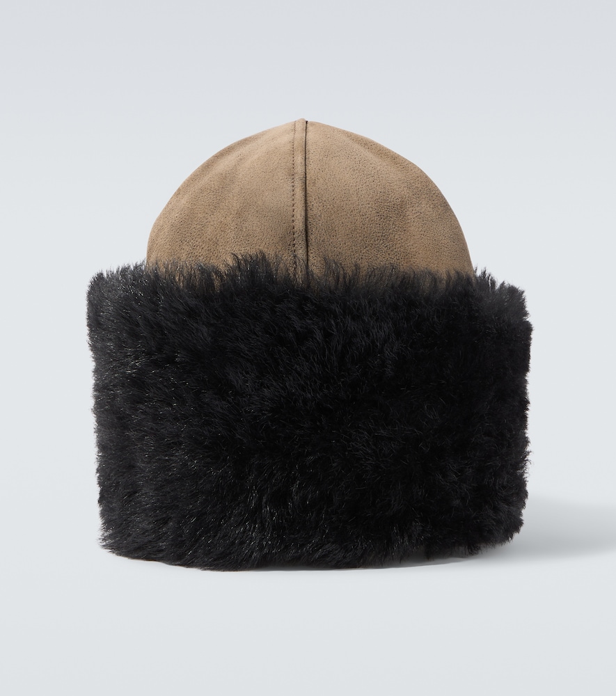 Mütze Blizzard aus Leder und Shearling