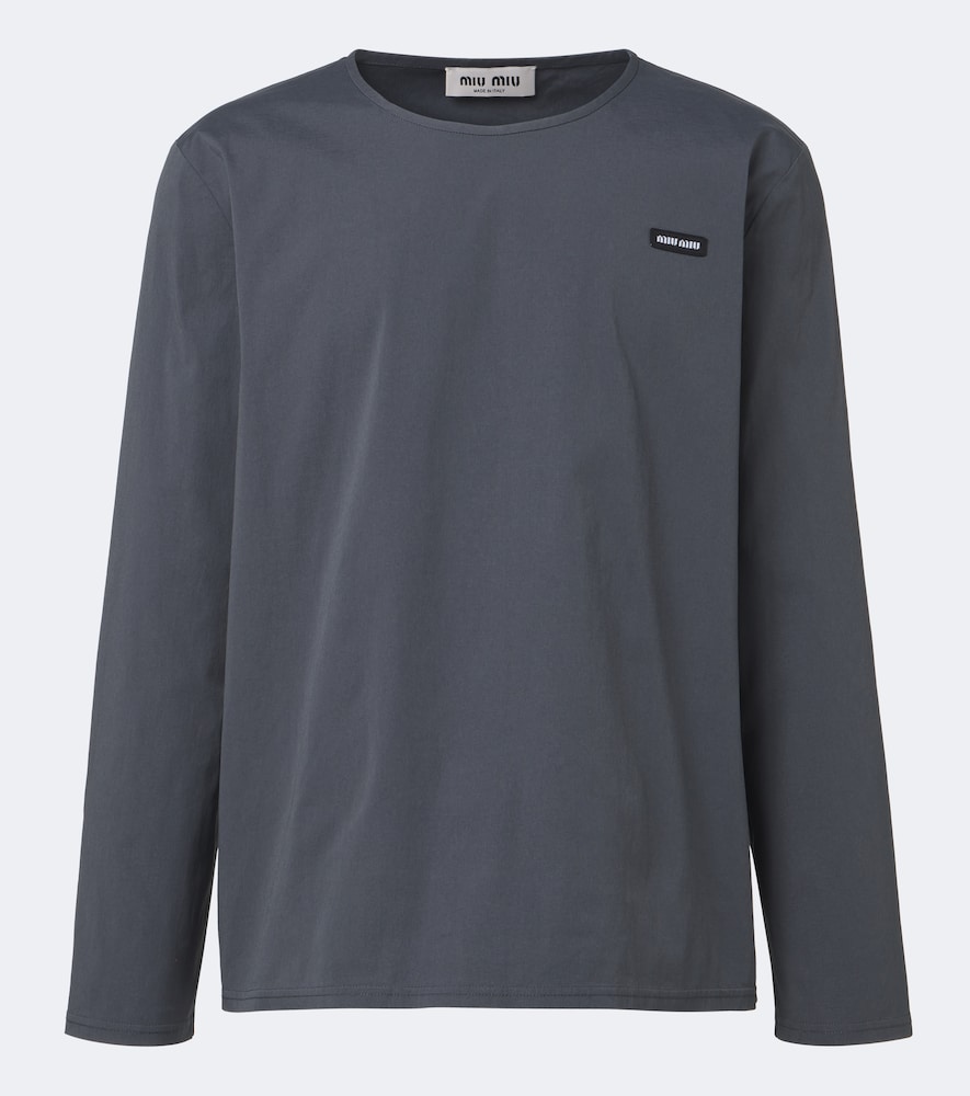 Miu Miu Miu Miu Cotton-blend poplin T-shirt