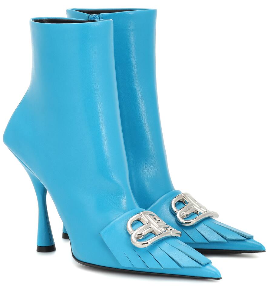 Click to view more detailed imagery on our partner's website Balenciaga Fringe Knife Leather Ankle Boots In Blue