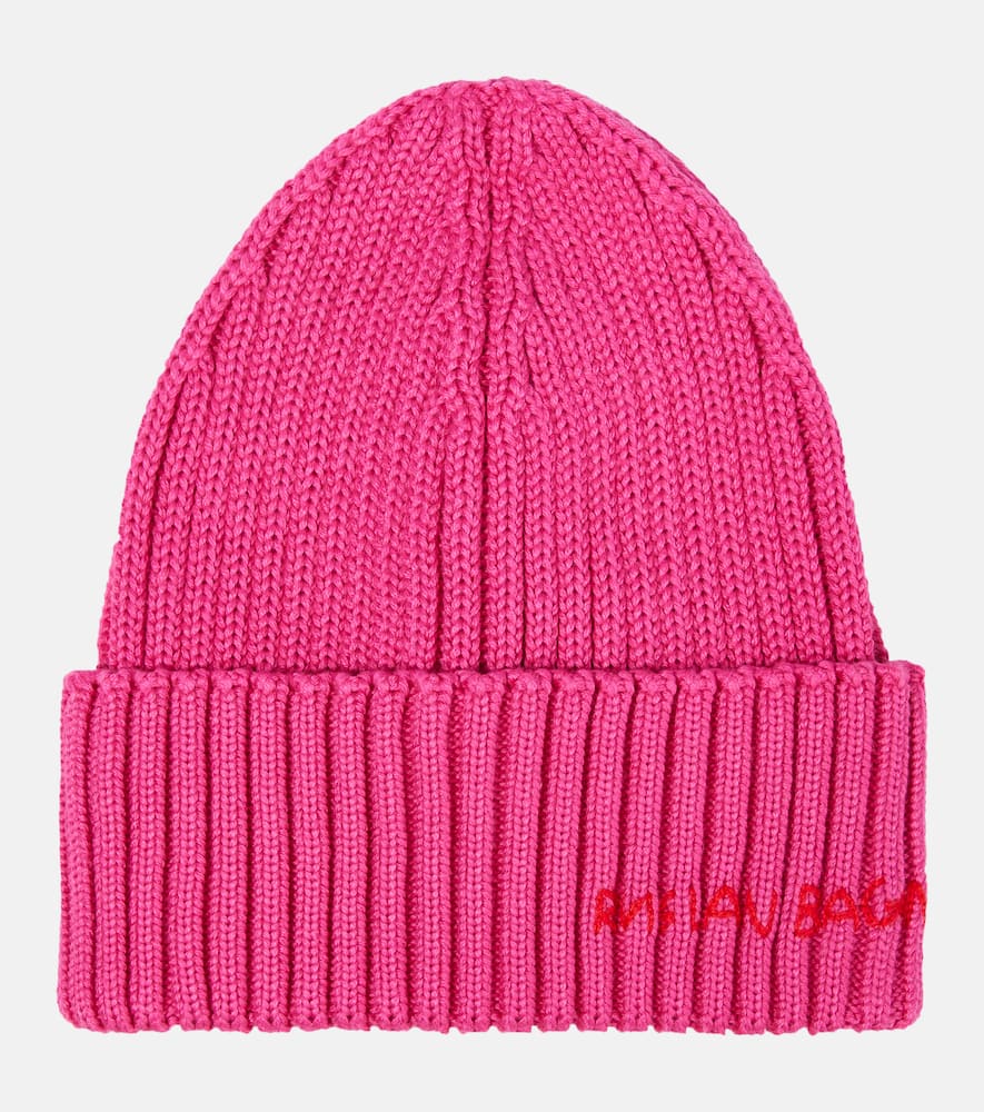 Ruslan Baginskiy Pink Logo Ribbed Knit Beanie Hat In Pink