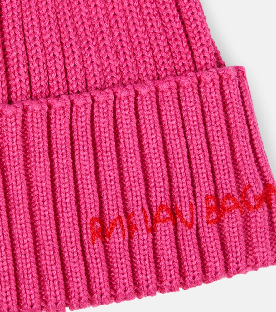 Ruslan Baginskiy Pink Logo Ribbed Knit Beanie Hat In Pink