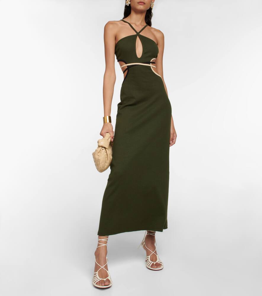 Shop Johanna Ortiz Cutout Maxi Dress In Military