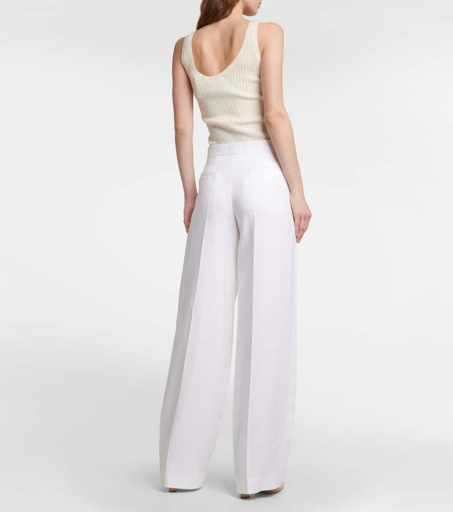 Chloé Mid-rise Straight Linen Pants In White