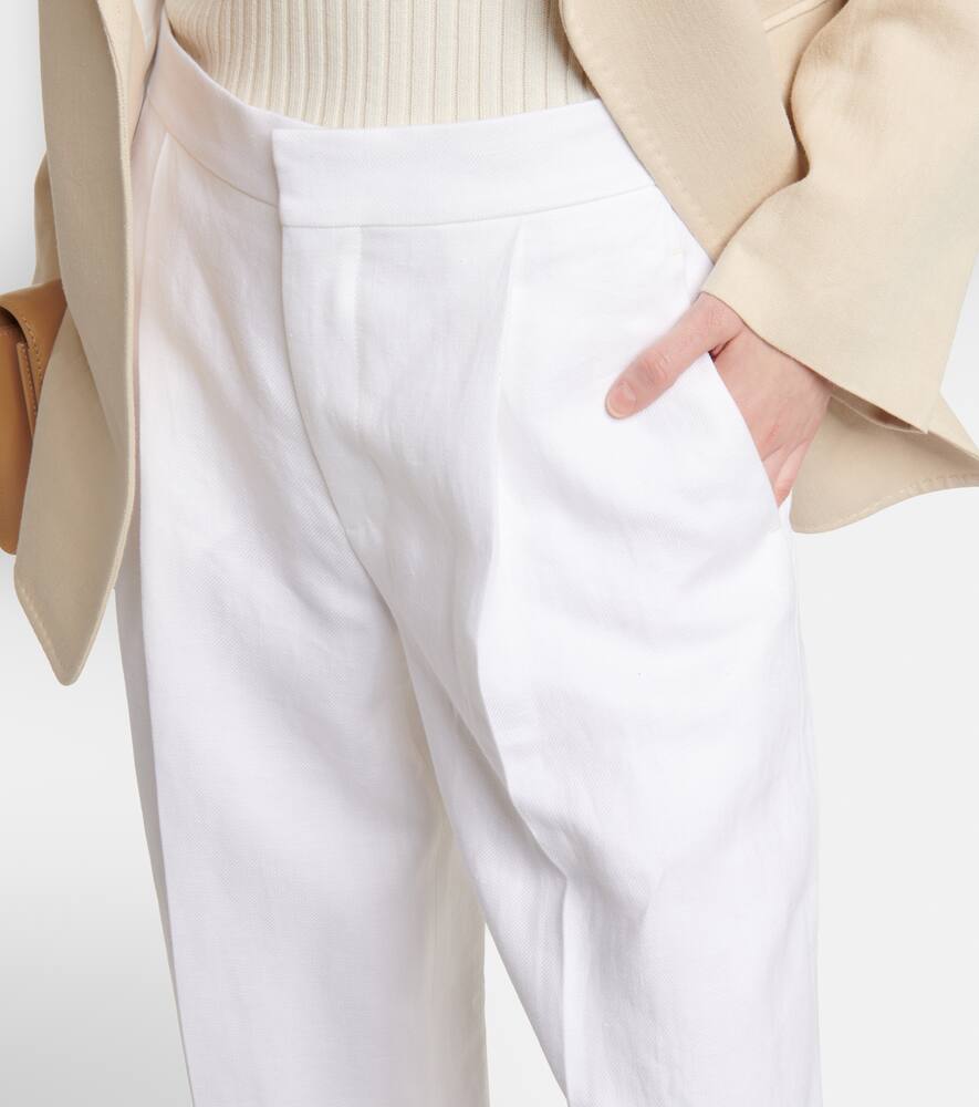 Chloé Mid-rise Straight Linen Pants In White