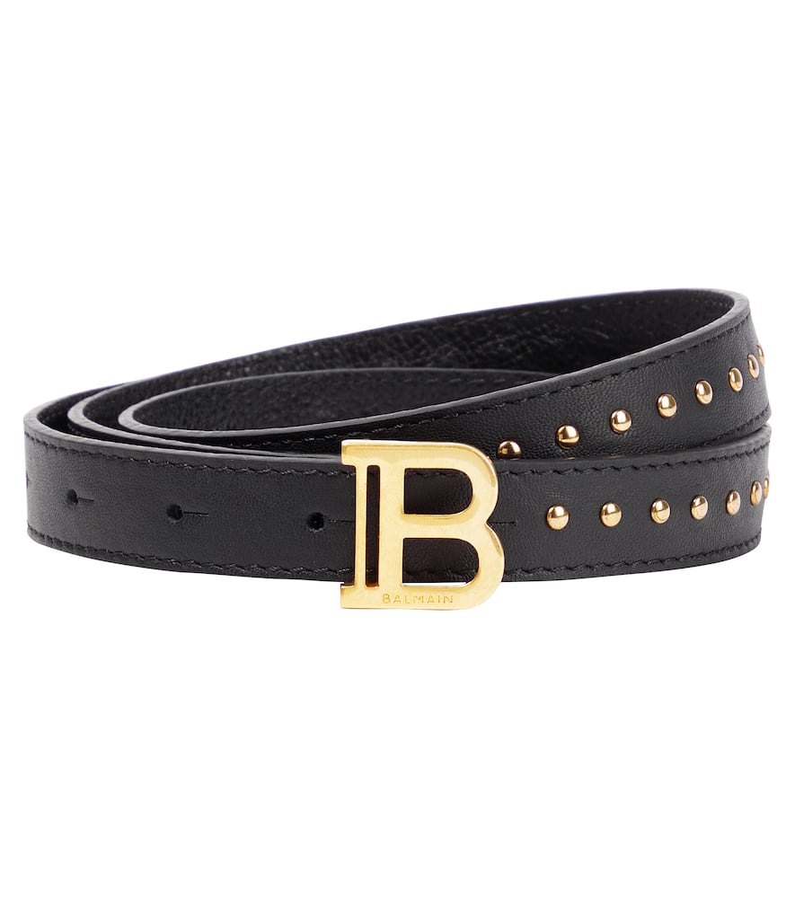 Balmain Kids' Logo Leather Belt In Black/gold