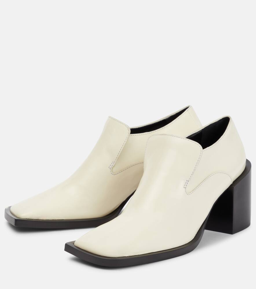 Shop Jil Sander Leather Loafer Pumps In Piuma