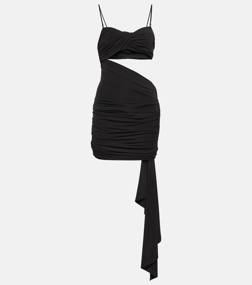 Off-white Strapless Body-con Mini Dress With Draped Panel In Black