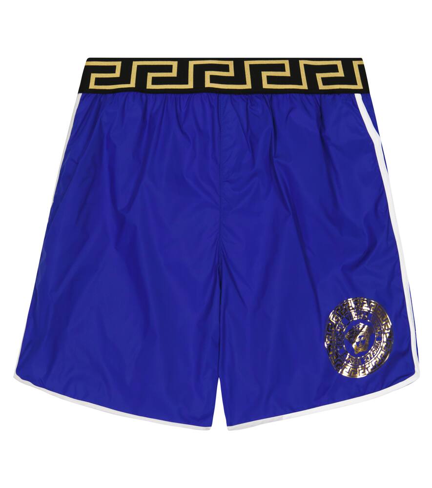 Versace Medusa Print Nylon Swim Shorts In Iris