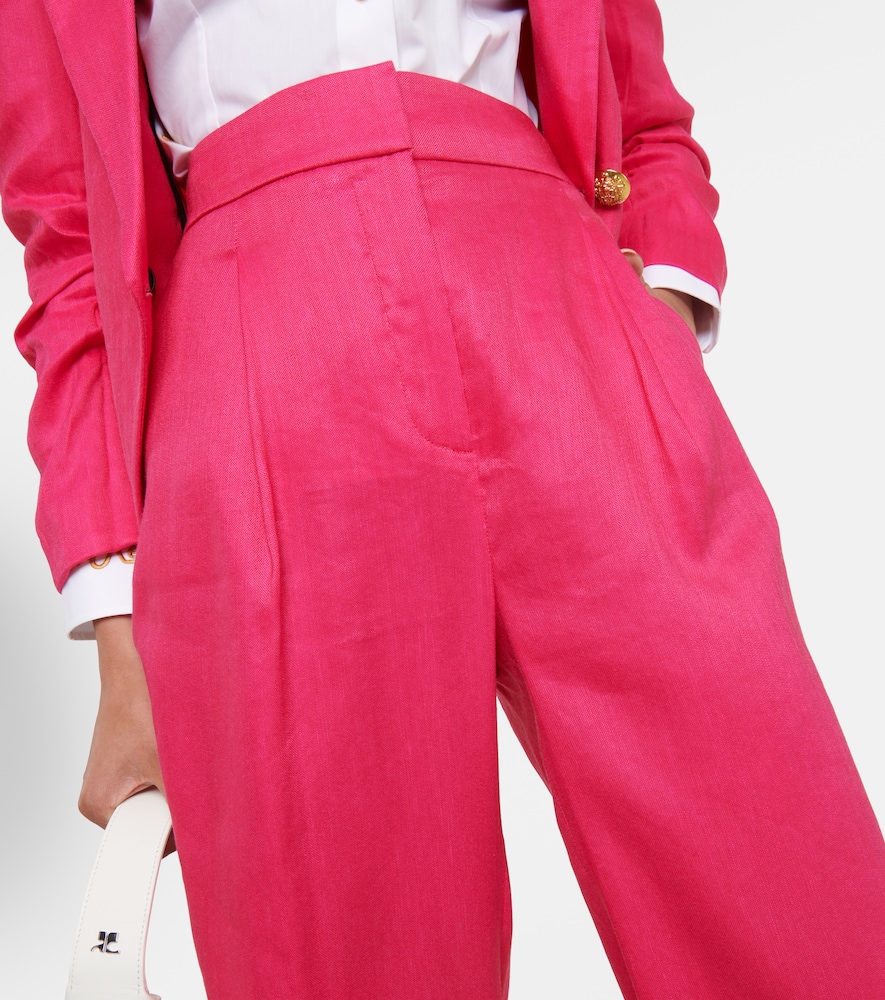 Shop Veronica Beard Robinne Wide-leg Linen-blend Pants In Pink