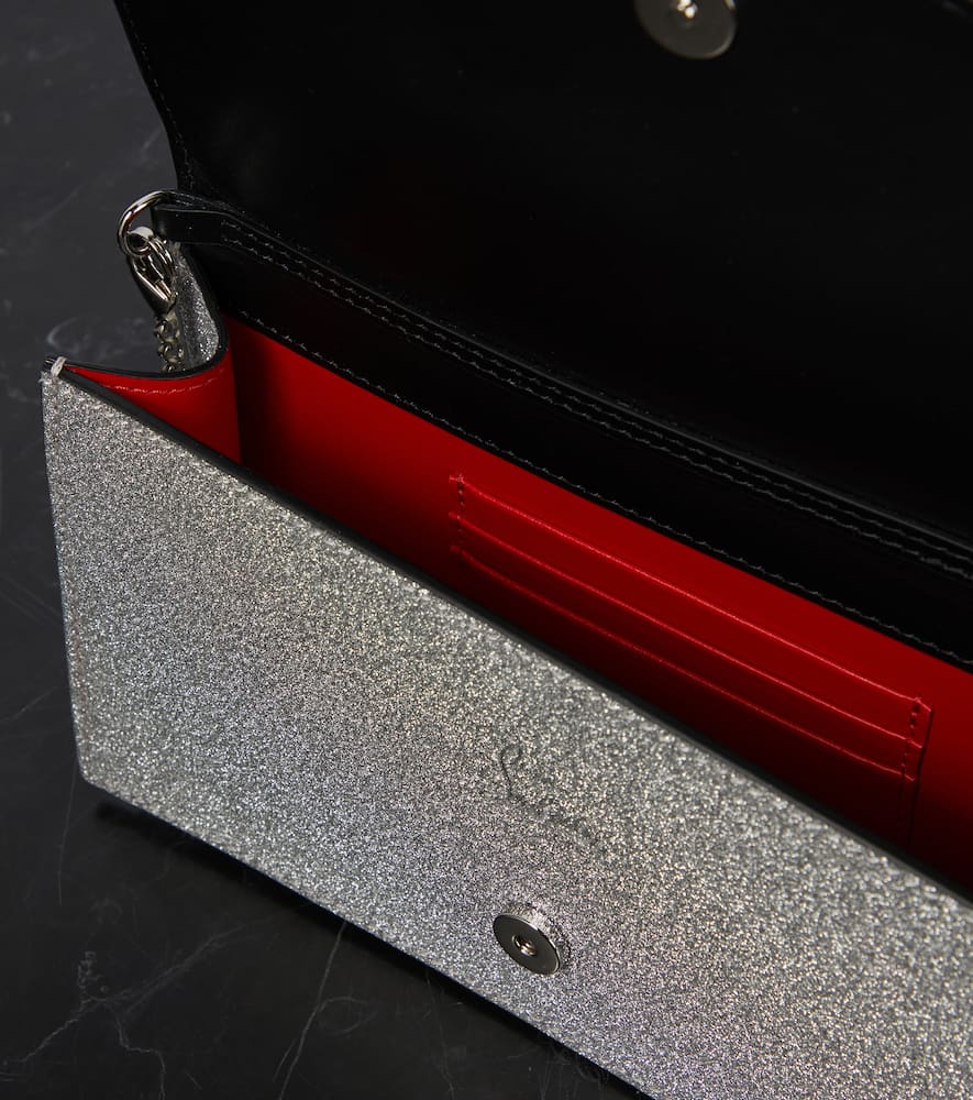 Christian Louboutin Loubi54 Calf Glitter Clutch In Silver/silver