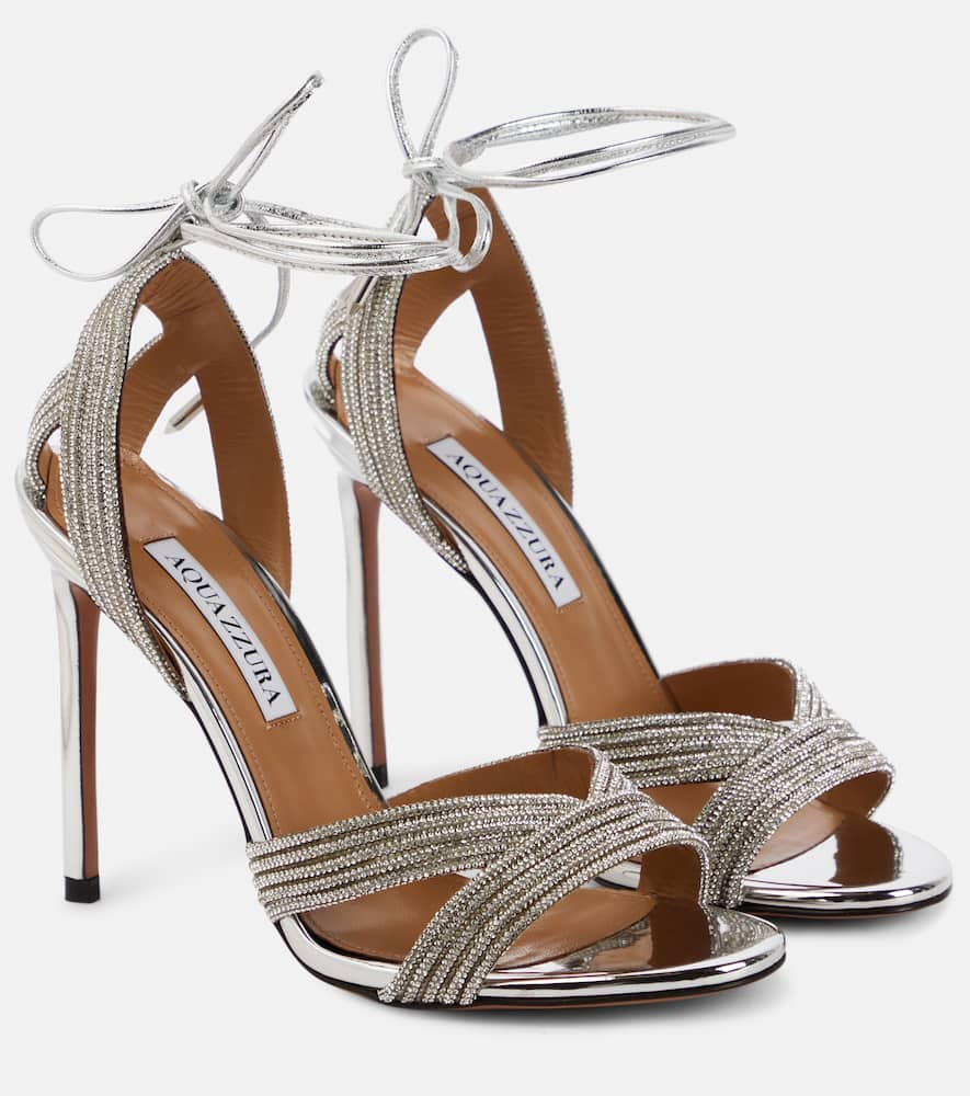 Aquazzura Ari 105 Embellished Sandals In Silver